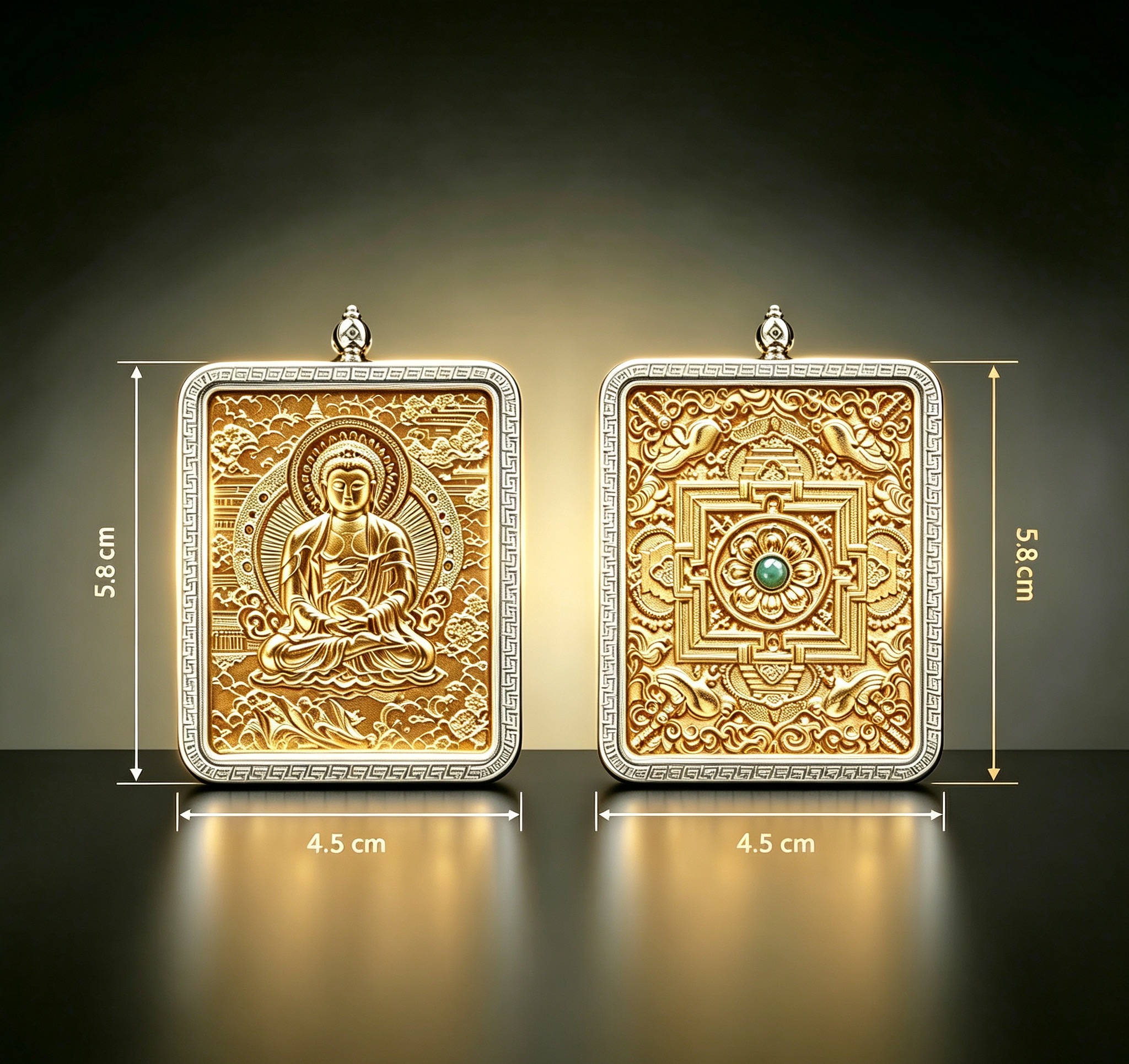 Gold‑carved Thangka Gau Pendant, Zodiac Guardian Buddha Amulet
