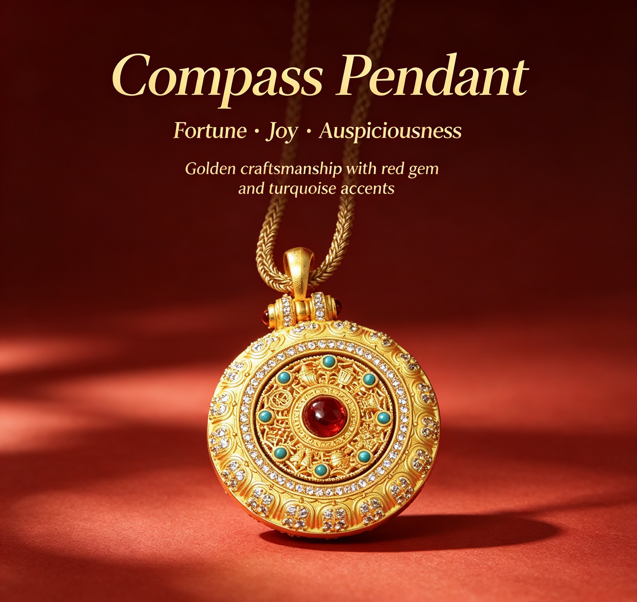  Rotatable Compass‑Style Amulet Pendant | Adjustable Cord Spiritual Necklace
