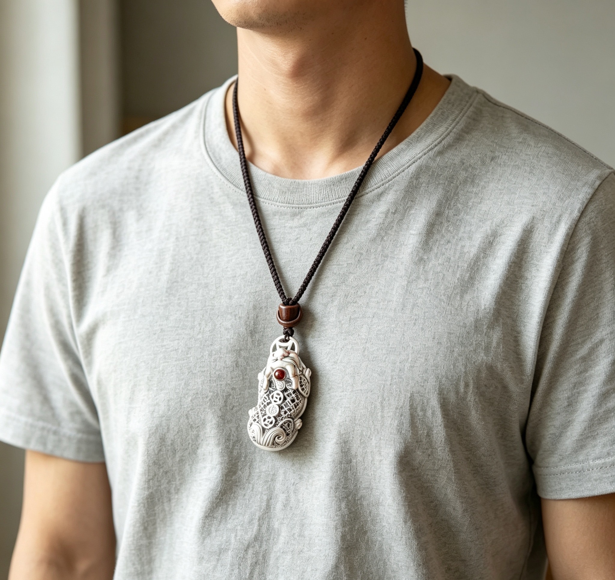 Pixiu Necklace, Pixiu Pendant Talisman Necklace, 999 Fine Silver Pixiu Amulet Charm, Traditional Chinese Lucky Animal Pi Yao Amulet Open Work Pixiu Jewelry for Men Women Spiritual Protection Gift