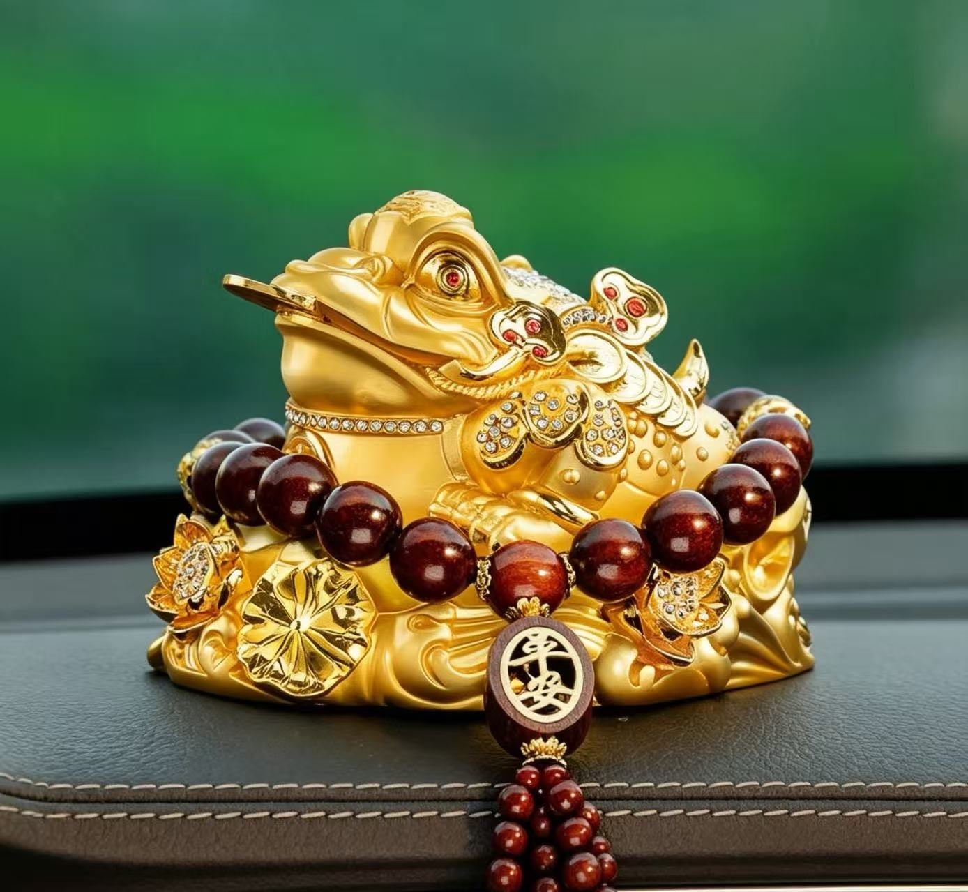 Golden Money Toad | Feng Shui Three Legged Money Frog Car Talisman