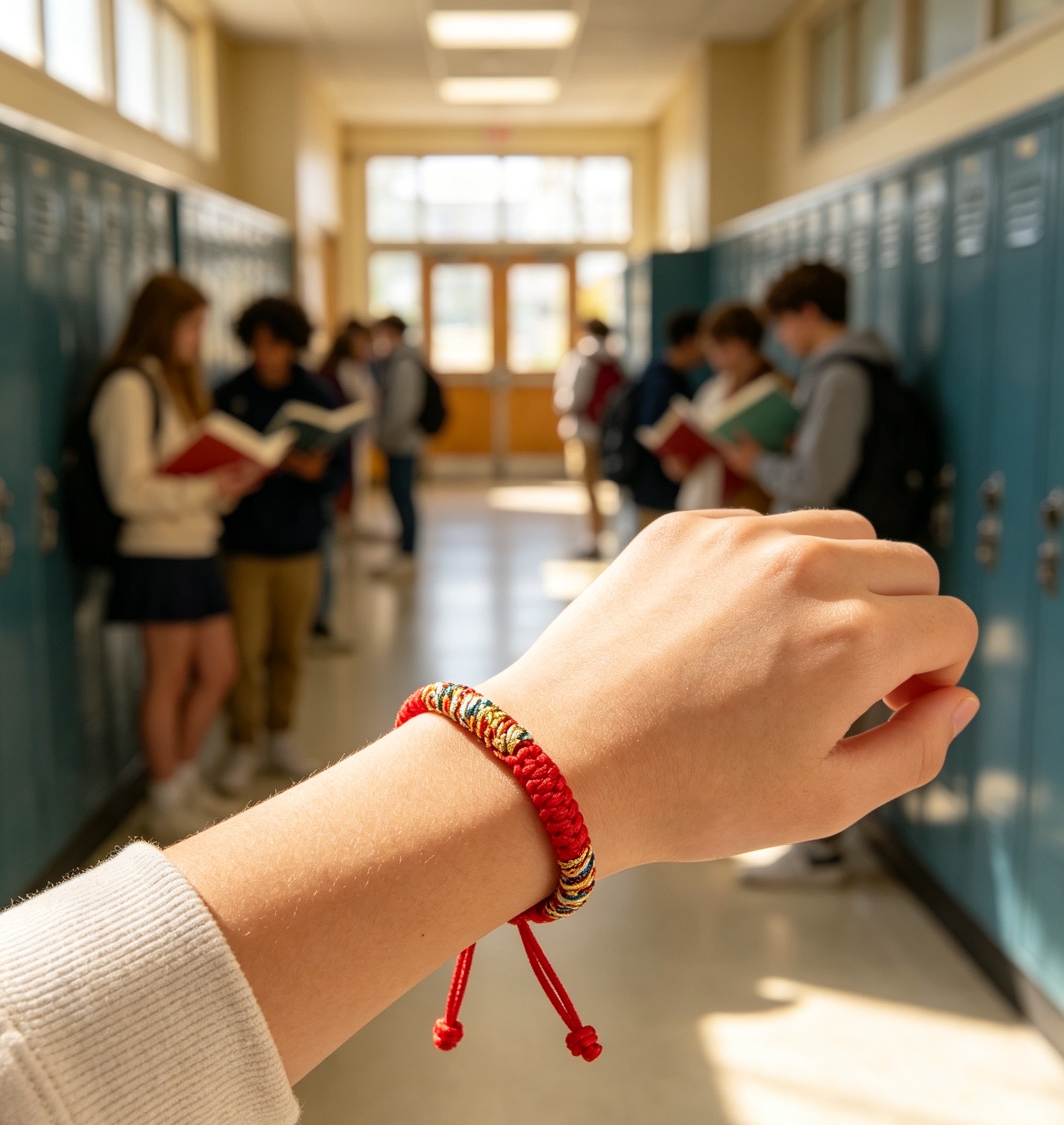 Tibetan Vajra Knot Red String Bracelet, Braided Protection Good Luck Wristband