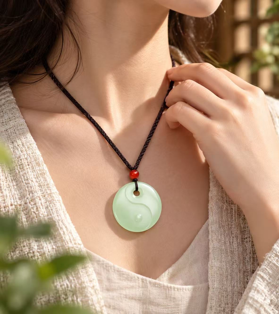Aurkinatelier Yin Yang Symbol Hetian Jade Pendant | Yin Yang Balance Talisman
