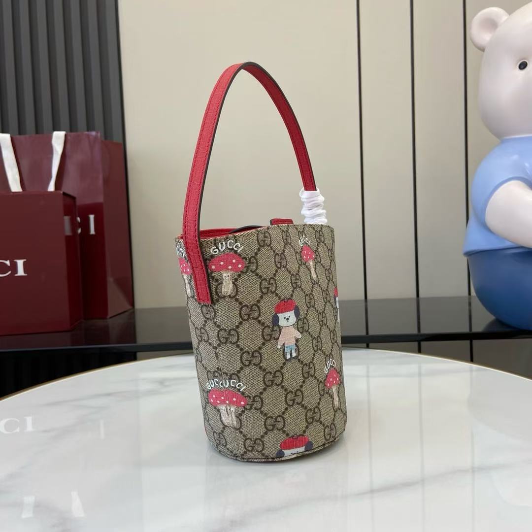 [New Product] Gucci 2025 early spring model: 752356. (Dark) Color: Whole printed pvc/original leather. Italian Creation 2025 Size: 18.5 cm x 16.5 cm x 7.5 cm