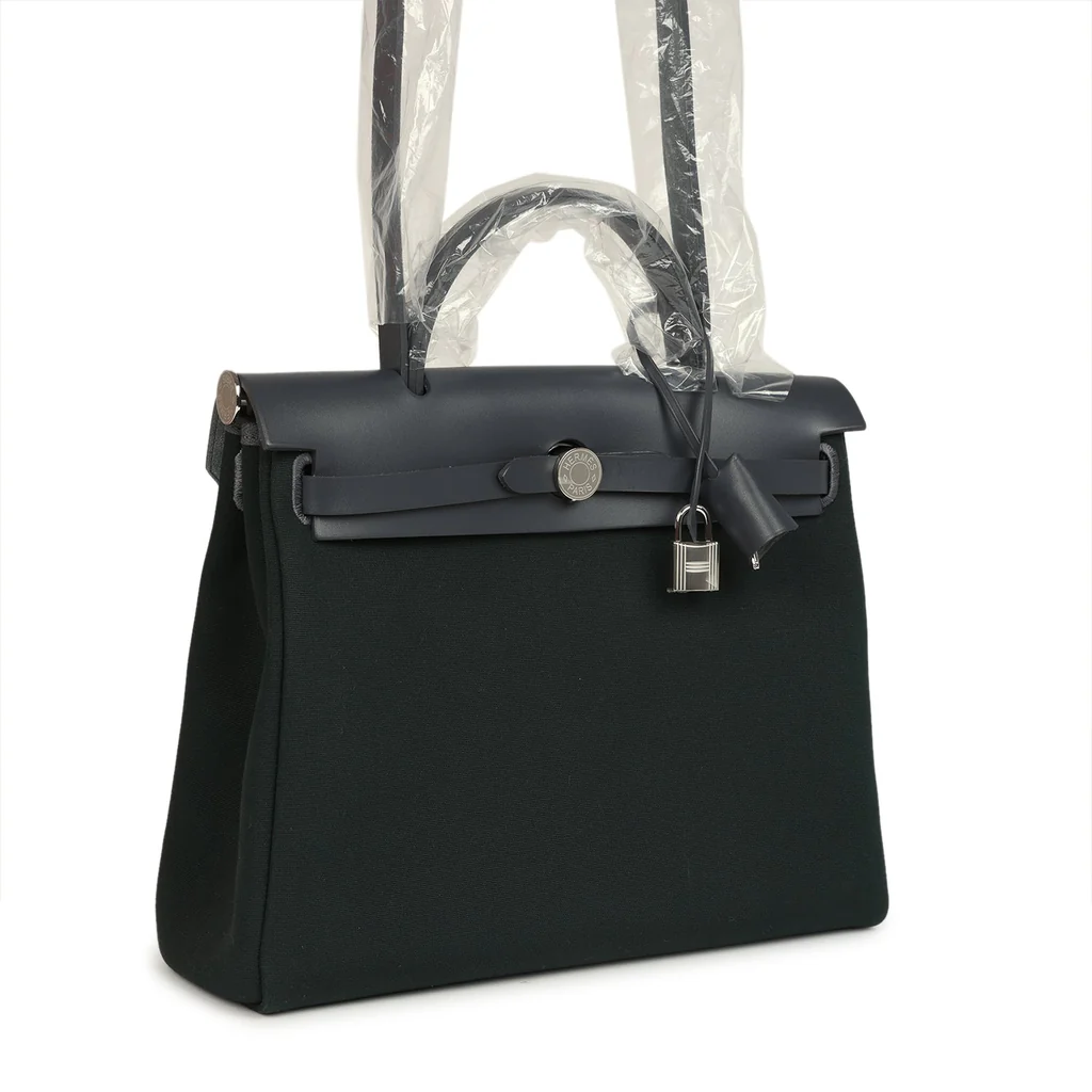 Replica Hermes Herbag Zip PM 31 Vert Cypres Officier Canvas and Ardoise Vache Hunter Palladium Hardware