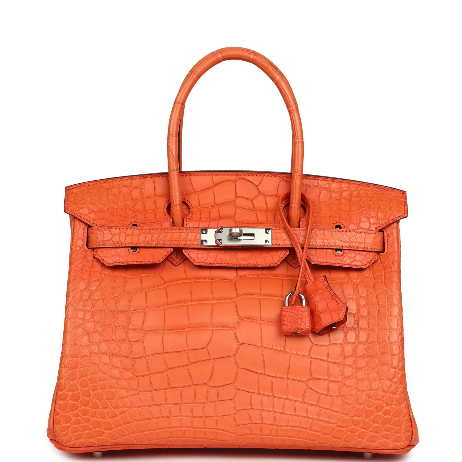 Replica Hermes Birkin 30 Orange Poppy Matte Alligator Palladium Hardware