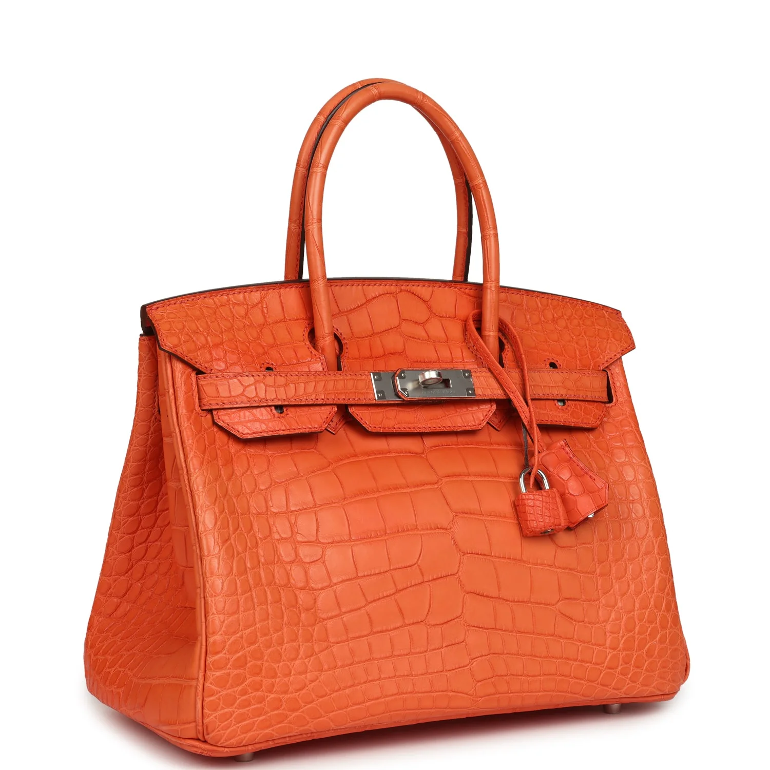 Replica Hermes Birkin 30 Orange Poppy Matte Alligator Palladium Hardware