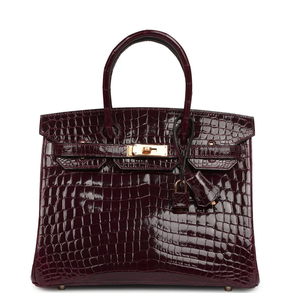 Replica Hermes Birkin 30 Bordeaux Shiny Niloticus Crocodile Gold Hardware