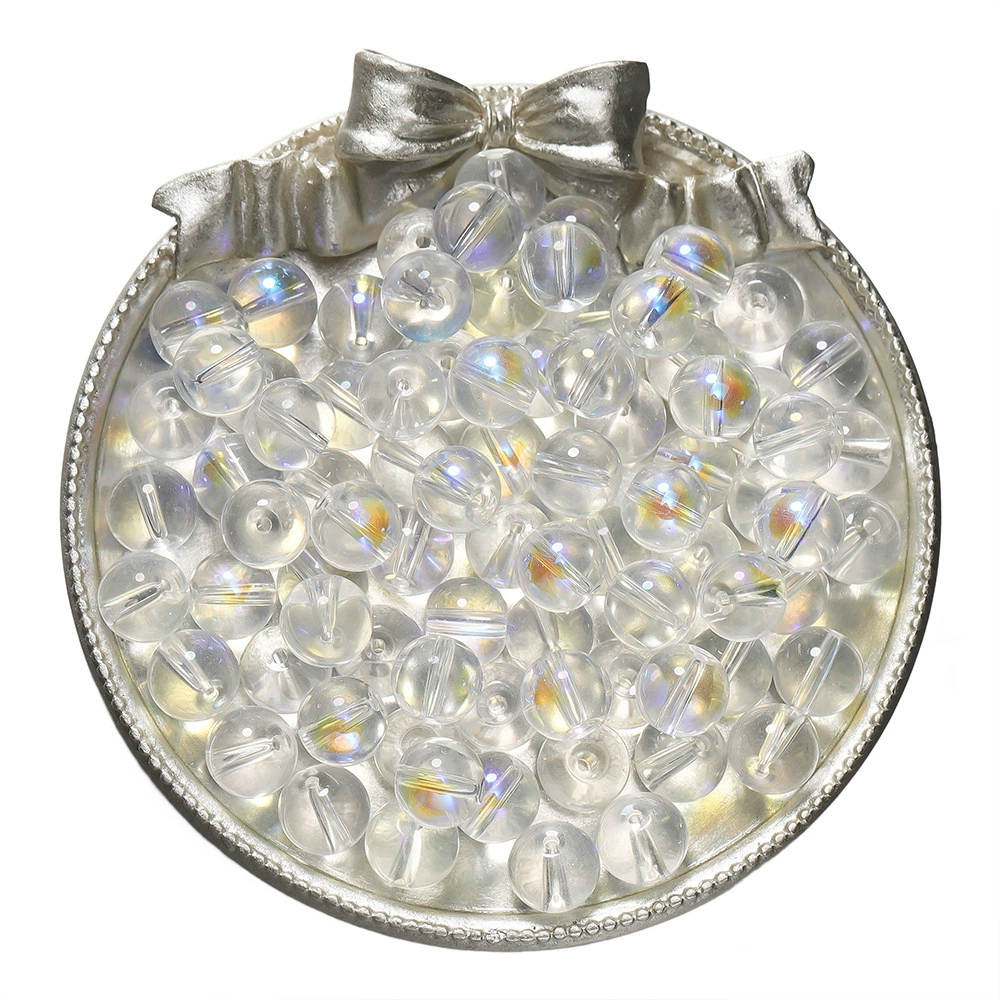 【A58】送料無料  白い月の光   透明ビーズ  白色瑠璃ビーズ  変色ビーズ  DIYビーズ  8mm/10mm  