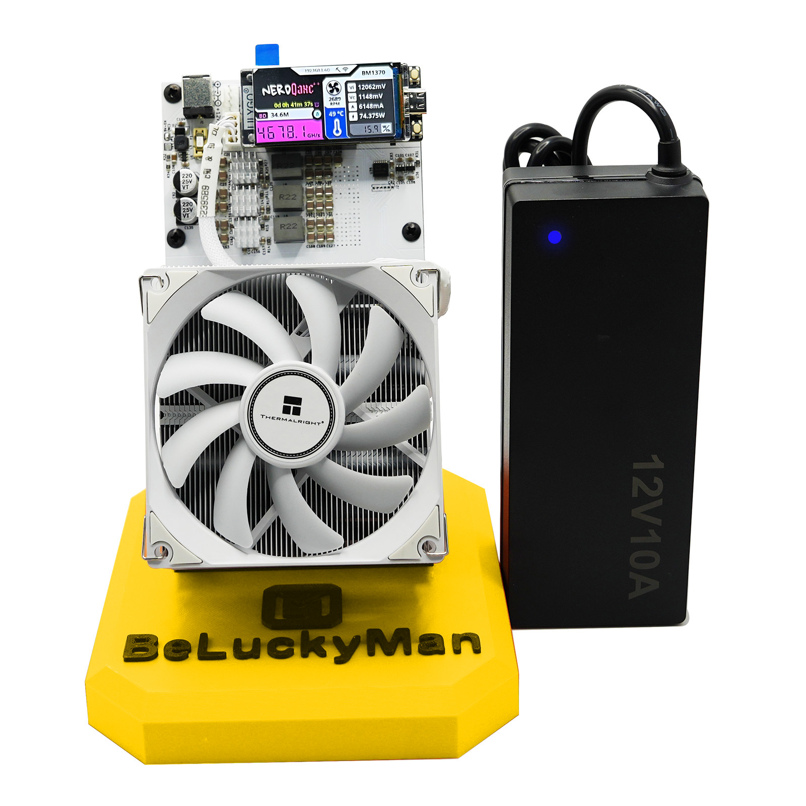 NerdQaxe++ Solo Miner 4.8TH/s Bitcoins Miner Machine Bitaxes 4 Pieces BM1370 Asic Chip Solo BTC 15J/Th 98W Power Consumption 2.4G WiFi Open-Source Mining Machine