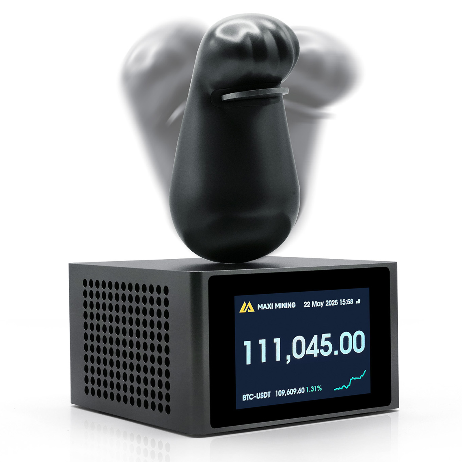 MaxiMinerPaw 1TH/S Bitcoins Miner Asic Chip SHA-256 BTC Price Display Solo Miner with Catpaw Tumbler Design 25Watt Low Power&Low Noise Crypto Miner Home Use Lottery Mining Machine, Grey