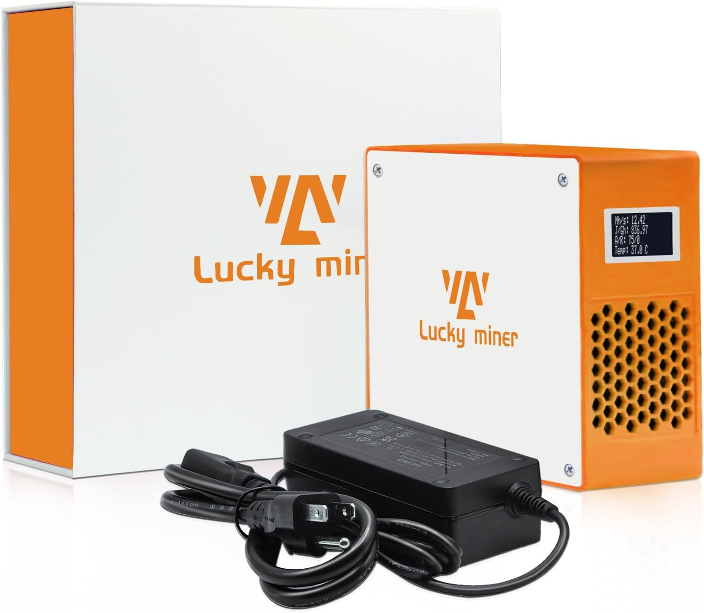 Litecoin Miner 10MH/S-12MH/S Hashrate Luckys Miner LG07 Asic Chip Scrypt Algorithm 22-27Watt Power Consumption Support LTC Doge Bells PEP LKY 101 Mineable Projects, Orange