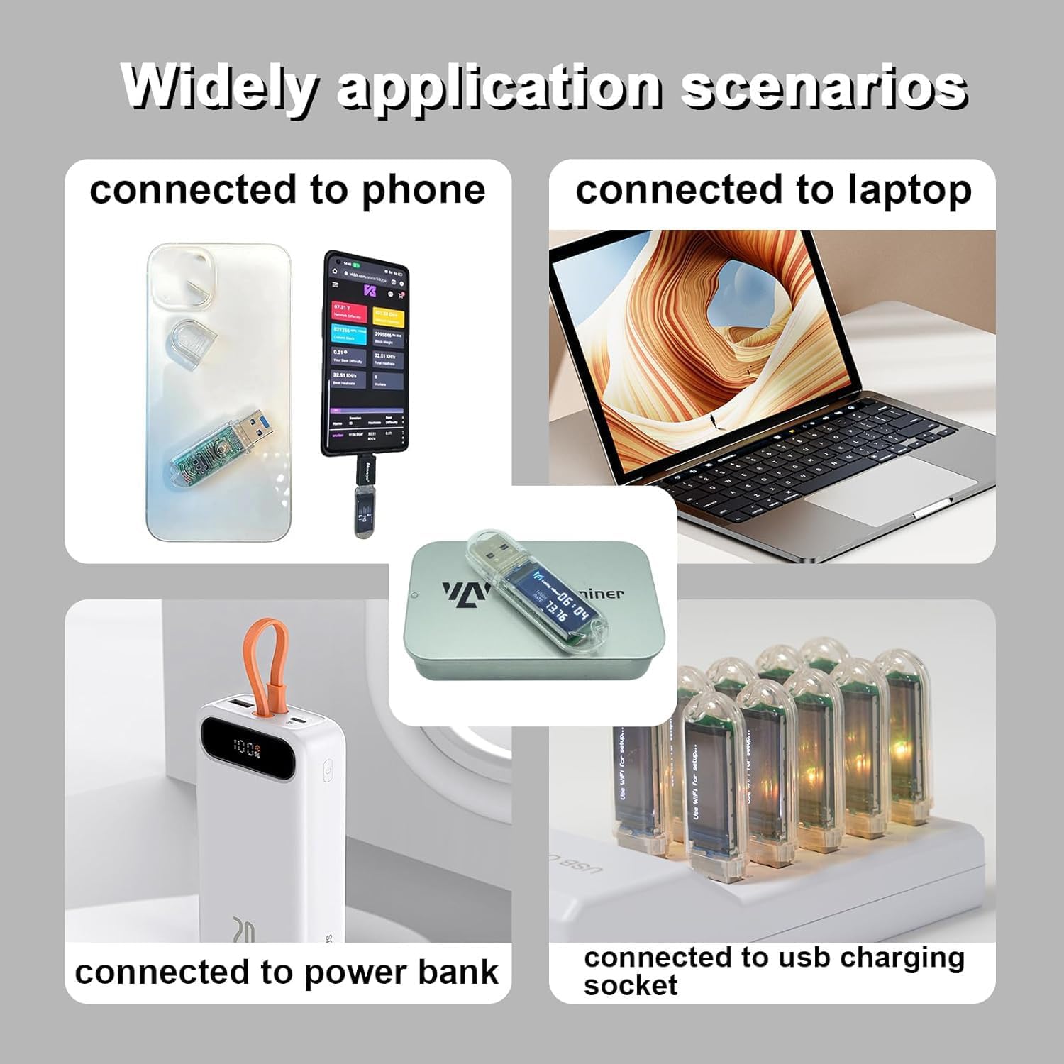 USB Bitcoins Miner Luckys Miner LV03 Solo Miner 74KH/S BTC Mining Device 1Watt Low Power Consumption Asic Cryptocurrency Lottory Miner (1PCS)