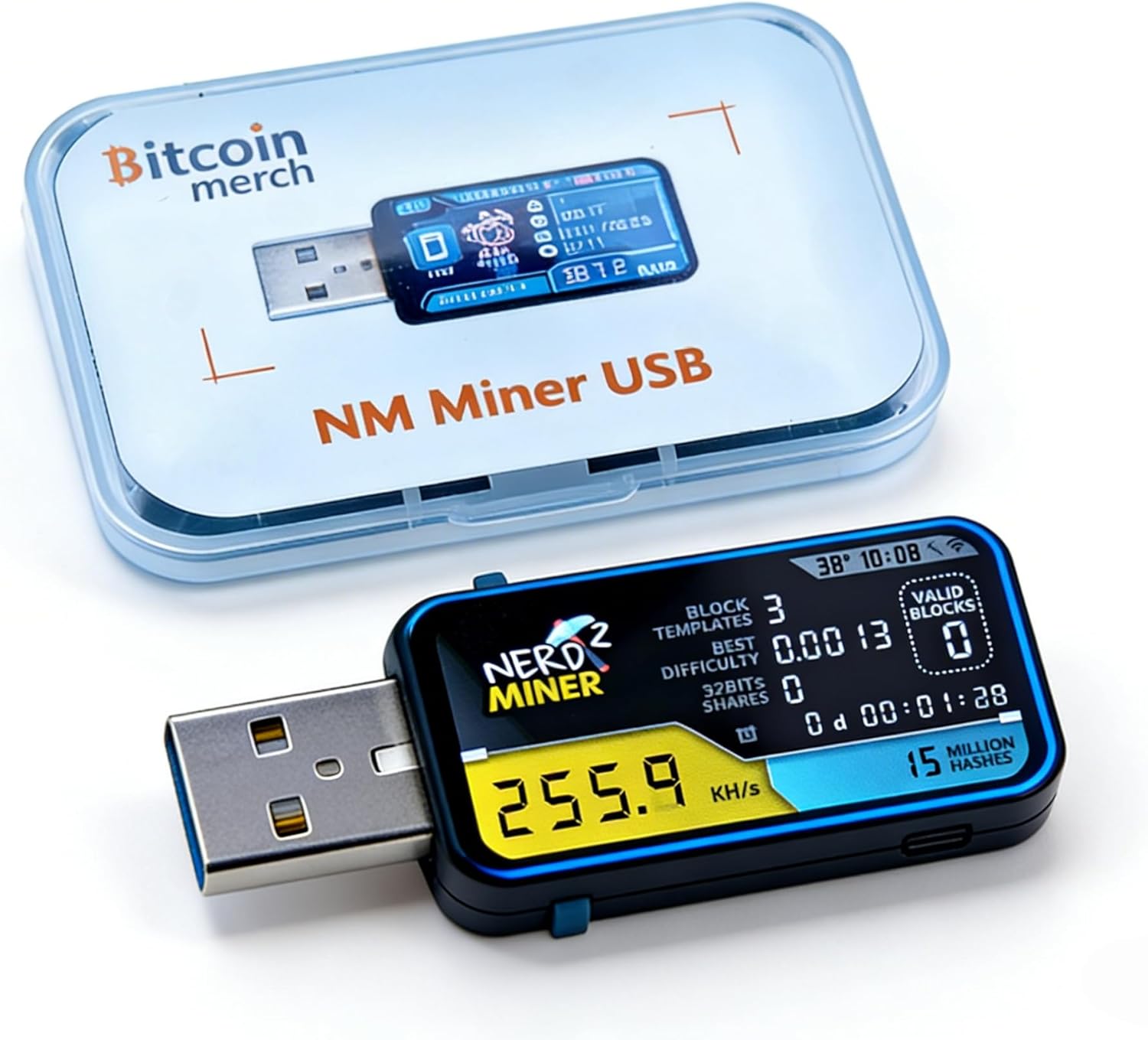 USB Bitcoins Miner, Solo Miner 250KH/S BTC Mining Device, 1 Watt Low Power Consumption Asic Cryptocurrency Lottory Miner, Silent USB Mining Machine, Portable Mining Machine