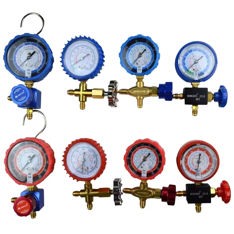 Brass Manifold Refrigerant Gauge Air Conditioning Maintenance Refrigerant Gauge Freon Gauge