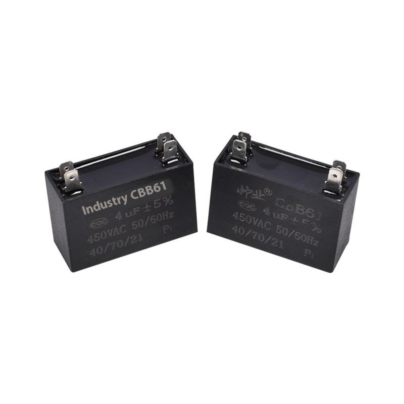 Cbb61 Capacitor for Air Conditioning 450V1.5Uf2Uf2.5Uf3Uf5Uf Insert Plastic Fan Capacitor for Air Conditioners