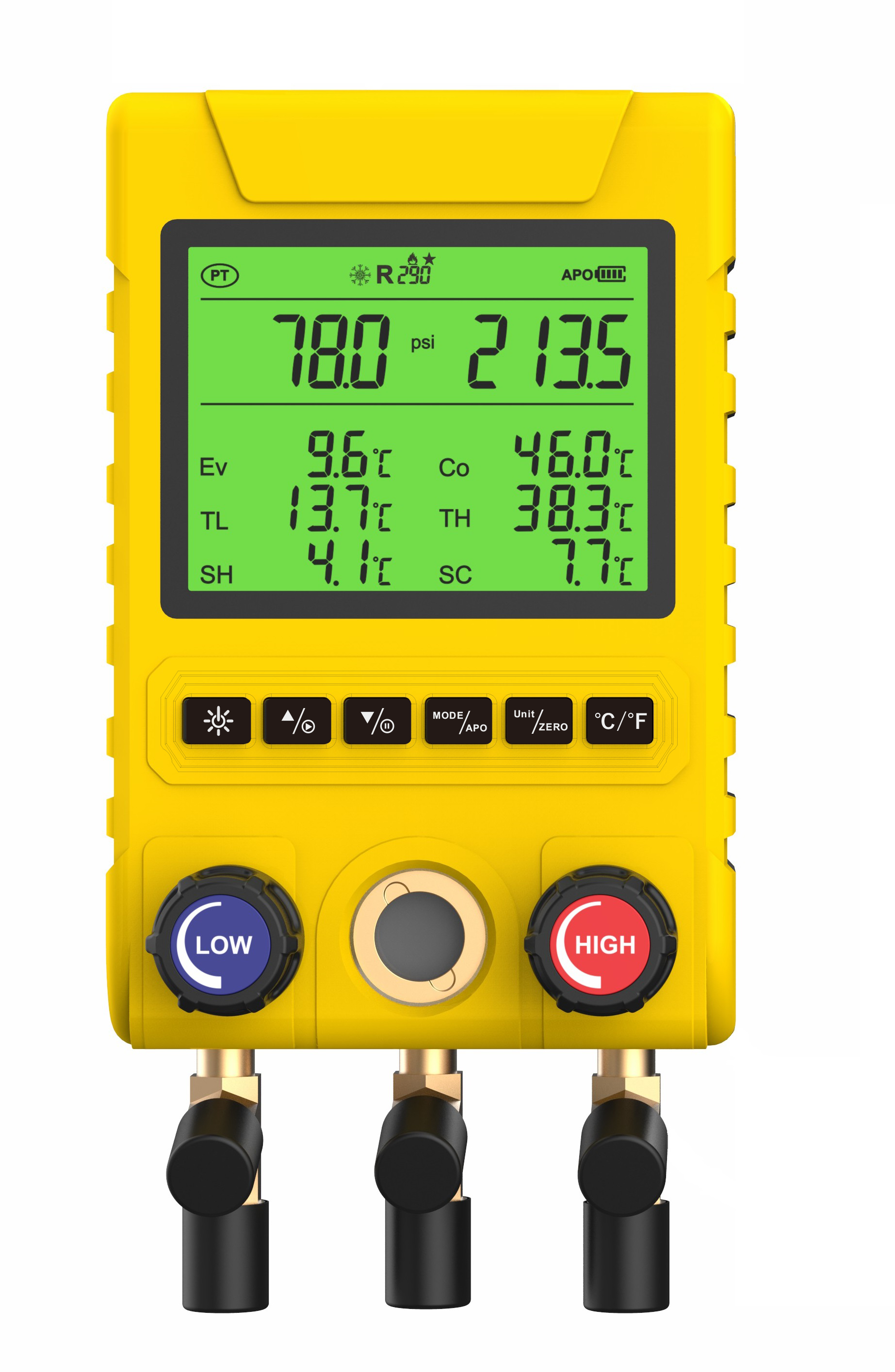 Digital Refrigeration HVAC Digital Manifold Gauge Meter Temperature Tester Full Kit With Thermometer Clamps