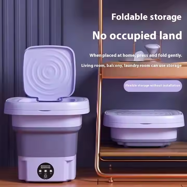 Portable Fully Automatic Plastic Small Bucket Washing Machine Integrated Washing Drying for Underwear/Baby Clothes-Foldable 220v
