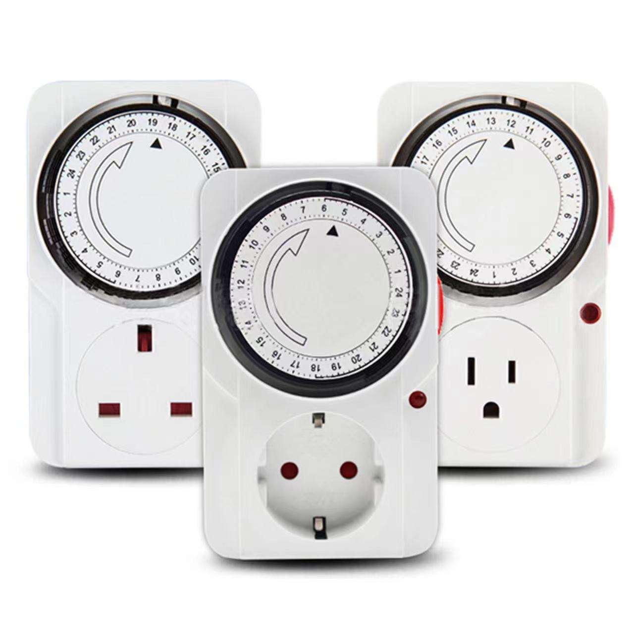 European 24-Hour Cycle Mechanical Timer Socket Automatic Power on and off Control Switch Electric Source