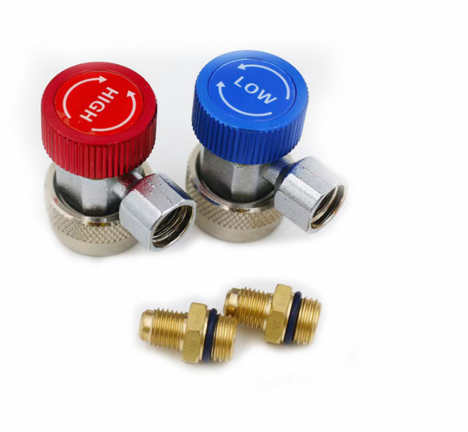 Adjustable AC R134a Quick Coupler Connector Adapter High&Low 1/4 SAE HVAC Cheap Metal Air Conditioning Fitting for Home Use