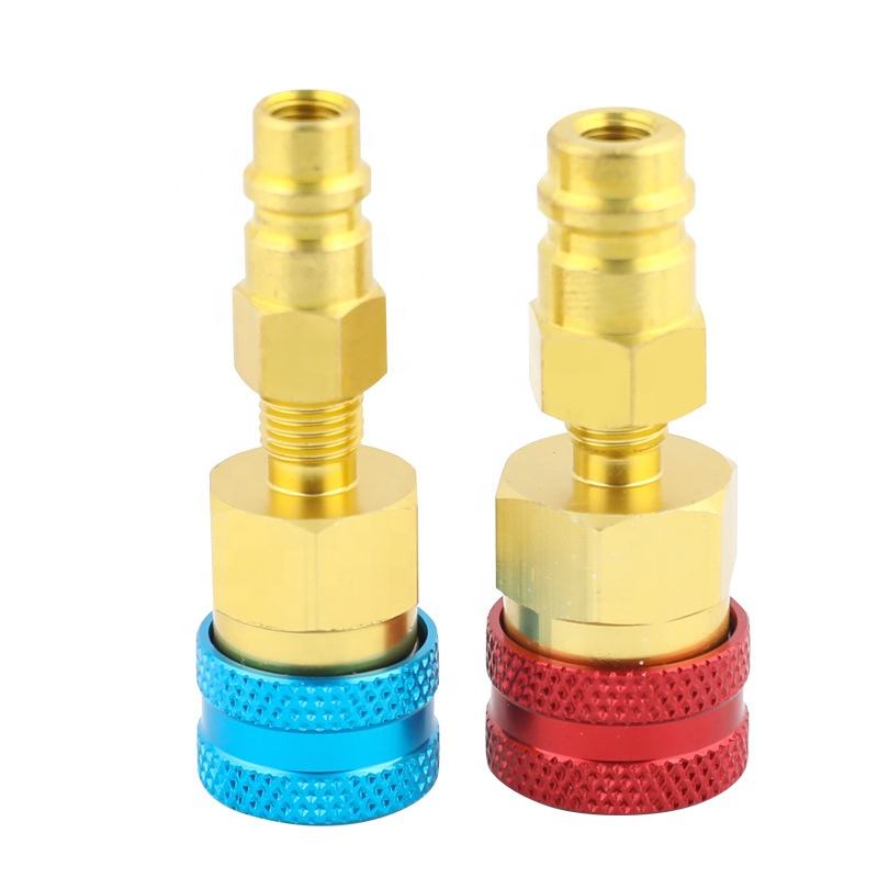 1234FY Quick-Connect Car Refrigerant Adapter Copper Aluminum High/Low-Pressure Fittings Automotive Air Conditioning Charging
