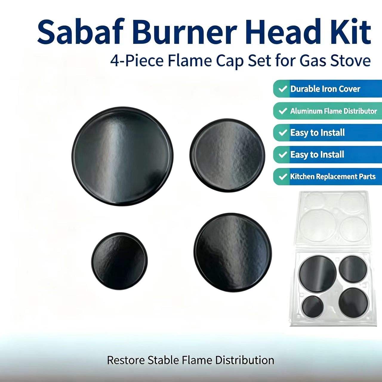For Universal Gas Burner Head for Foreign Trade Flat-Concave Flame Cap 4-Piece Set 100/75/75/55 mm Iron Ore Manual