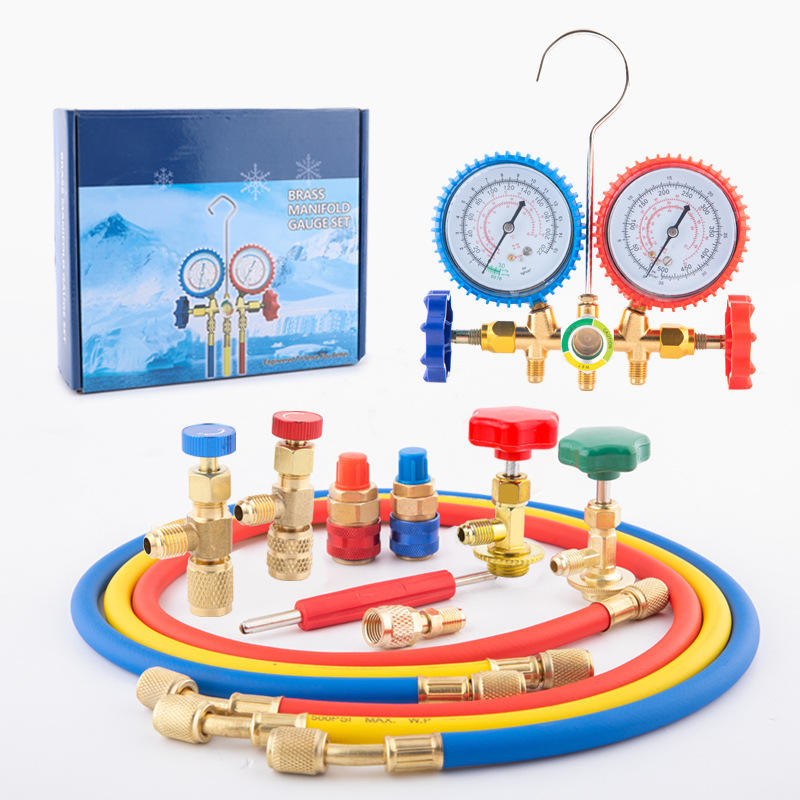 PUFEITE 536 Manifold Gauge Set, R134a R22 Pressure Gauge, Car & Home AC Freon Charging Kit, HVAC Refrigeration Repair Tool