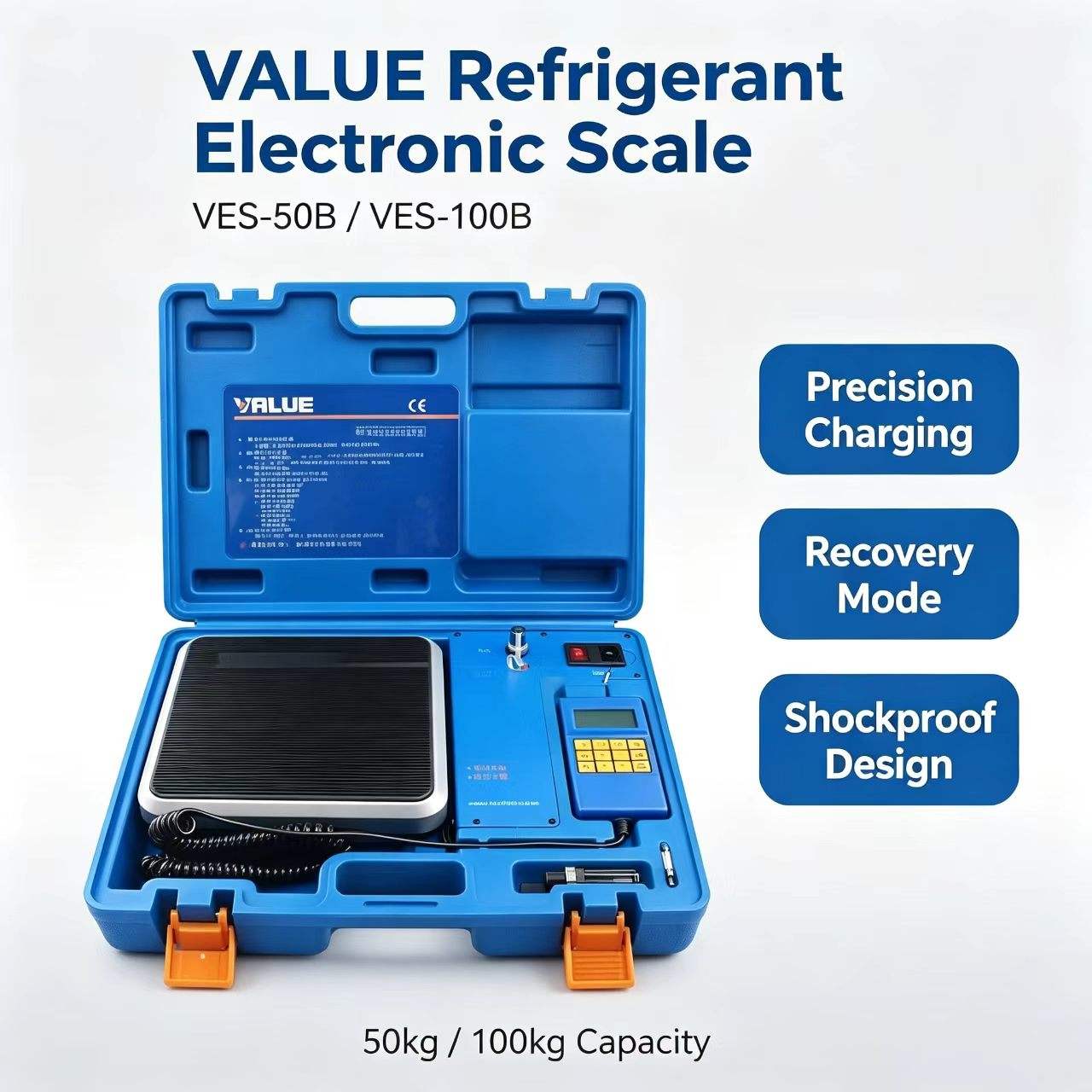 Refrigerant Electronic Scale Value VES-50B Digital Freon Charging Recovery Scale for HVAC Air Conditioning Maintenance