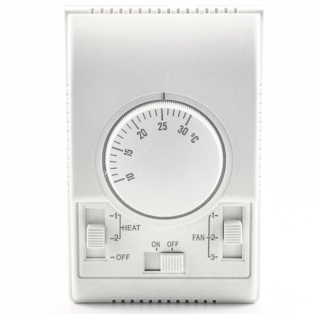 Manual 3-Speed Fan Room Thermostat, Adjustable 10-30°C, 110V-220V for Air Conditioning