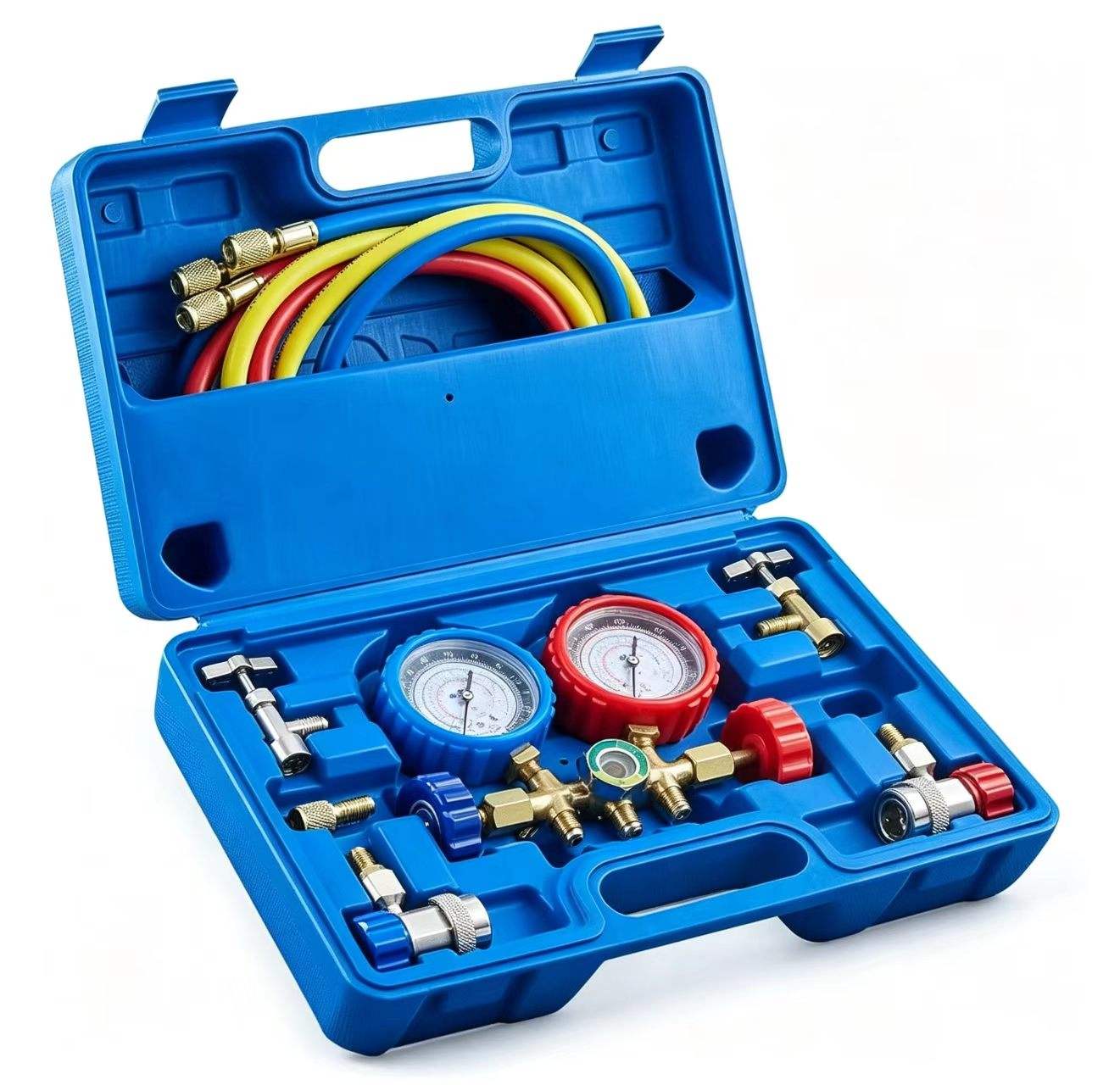 Car Air-Conditioning Manifold Gauge R134a Dual-Valve Refrigerant Charging Gauge Model VT01048 for Auto Repair