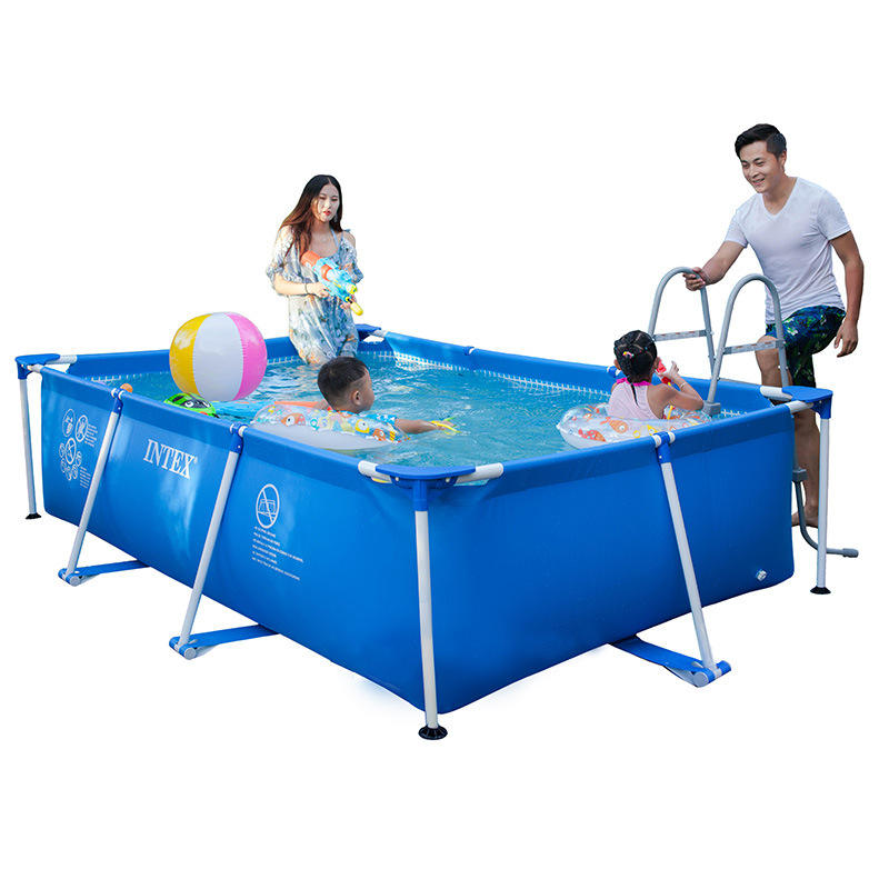 400*211*81cm Rectangular PVC Mesh Frame Swimming Pool Above-Ground Outdoor Family Backyard Water Pool