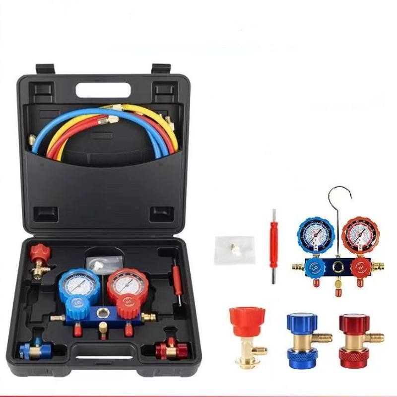 Refrigerant Manifold Gauge Set, Air Conditioning Pressure Gauge Kit with Hoses for AC Refrigerant Charging