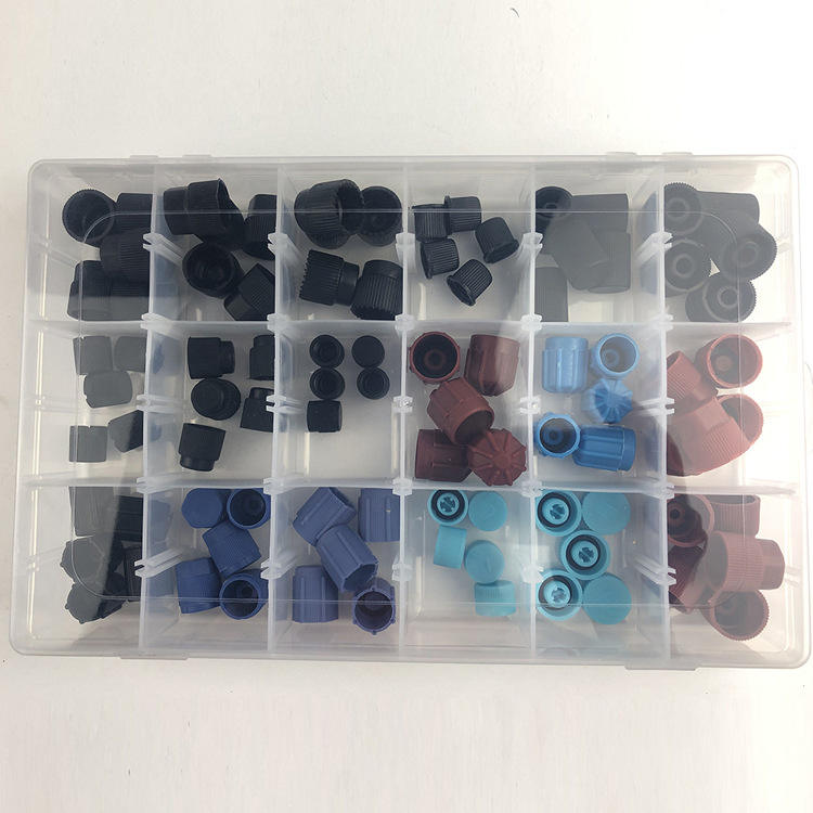 77Pcs Car Air Conditioning Service Caps Assortment Kit, Auto AC Valve Caps Repair Replacement Accessories