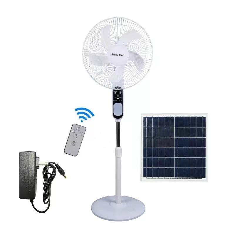 Solar-Powered 16-Inch Silent Rechargeable Remote-Controlled Oscillating 3-Speed Floor Fan for Outdoor Camping Home