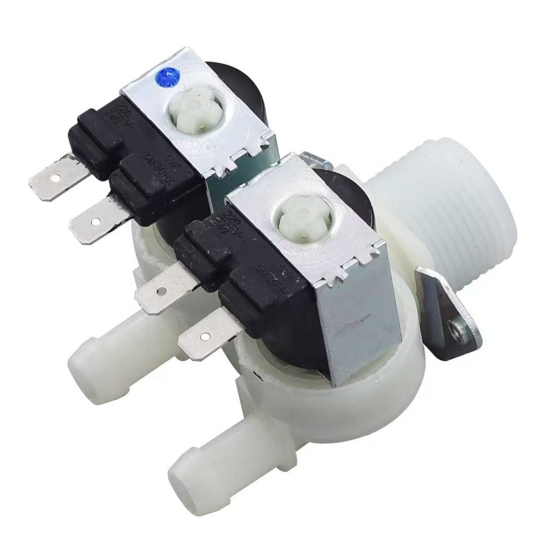 Washing Machine Water Inlet Solenoid Valve, Single / Double Outlet Water Feed Valve for Front Load Washer Replacement Parts