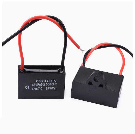 CBB61 Fan Motor Start Capacitor 450VAC, Plastic Shell Run Capacitor 1~6μF for Exhaust Fan Range Hood