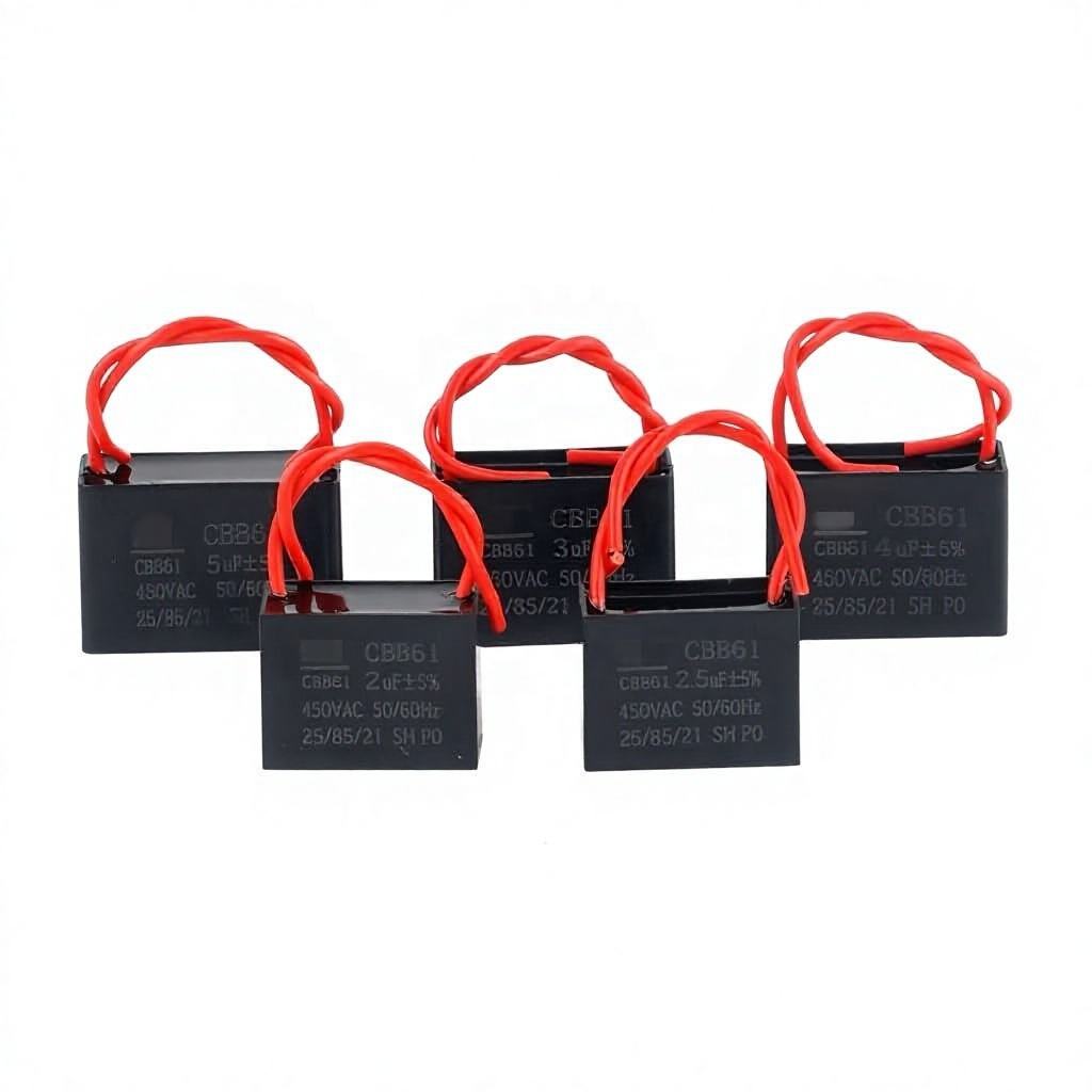 CBB61 Fan Motor Run Capacitor 450VAC, Plastic Shell Capacitor 1~5μF for Ceiling Fan & Range Hood