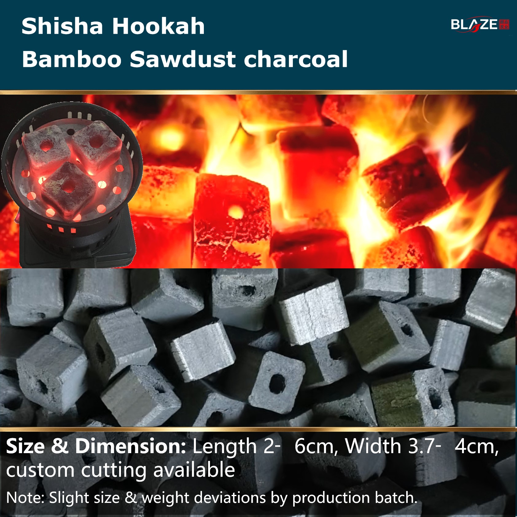 Shisha Hookah  Bamboo Sawdust Charcoal Level A