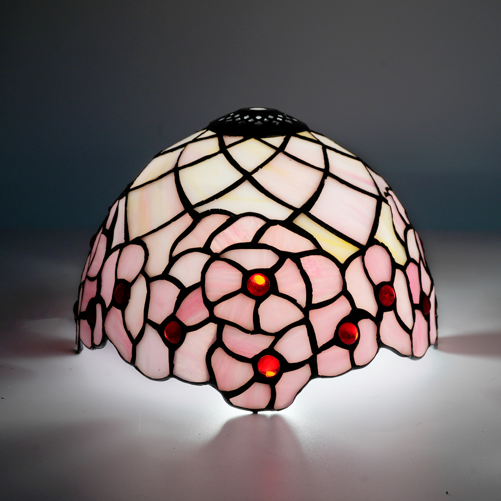 Blivuself Tiffany Lampshade Pink Cherry Blossoms Stained Glass Lampshade Handmade Art Decor Vintage Lampshades for Living room Bedroom Restaurant, FG5010X