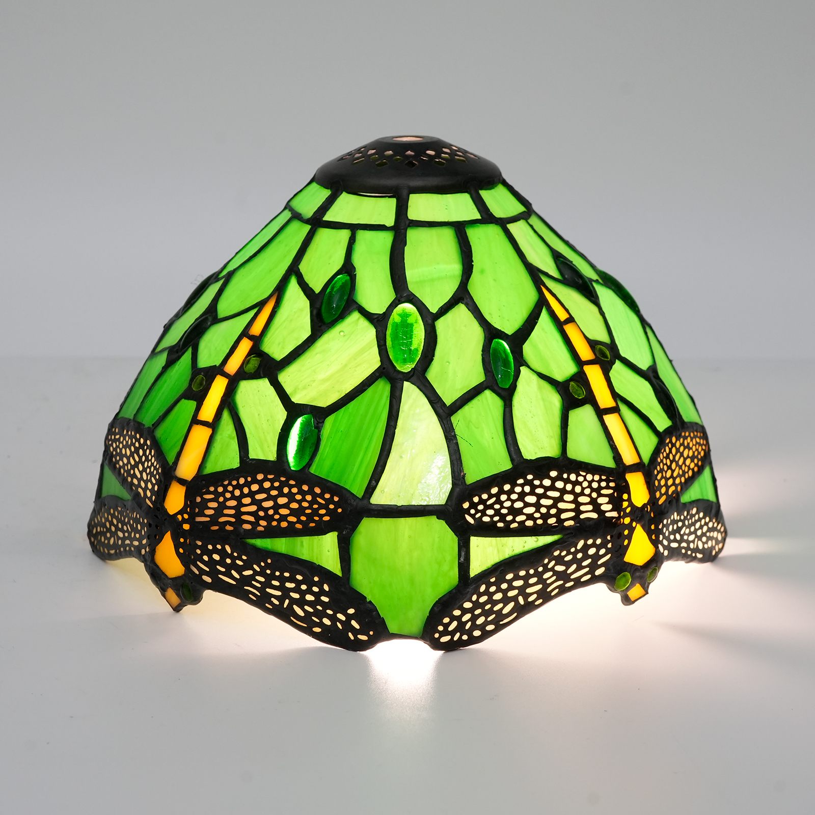 Blivuself Tiffany Lampshade Green Dragonfly Stained Glass Lampshade Handmade Art Decor Vintage Lampshades for Living room Bedroom Restaurant, FG5035X