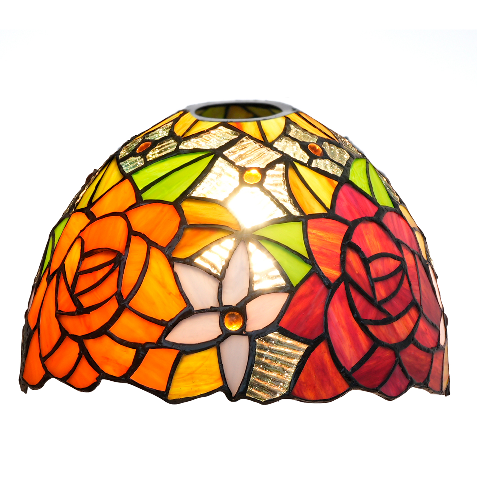 Blivuself Tiffany Lampshade Gorgeous Roses Stained Glass Lampshade Handmade Art Decor Vintage Lampshades for Living room Bedroom Restaurant, OFL019
