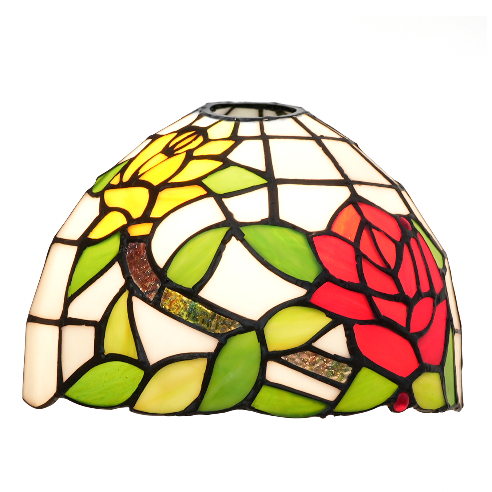 Blivuself Tiffany Lampshade Two-color Roses Stained Glass Lamp Shade Handmade Art Decor Vintage Lampshades for Living room Bedroom Restaurant, OFL021