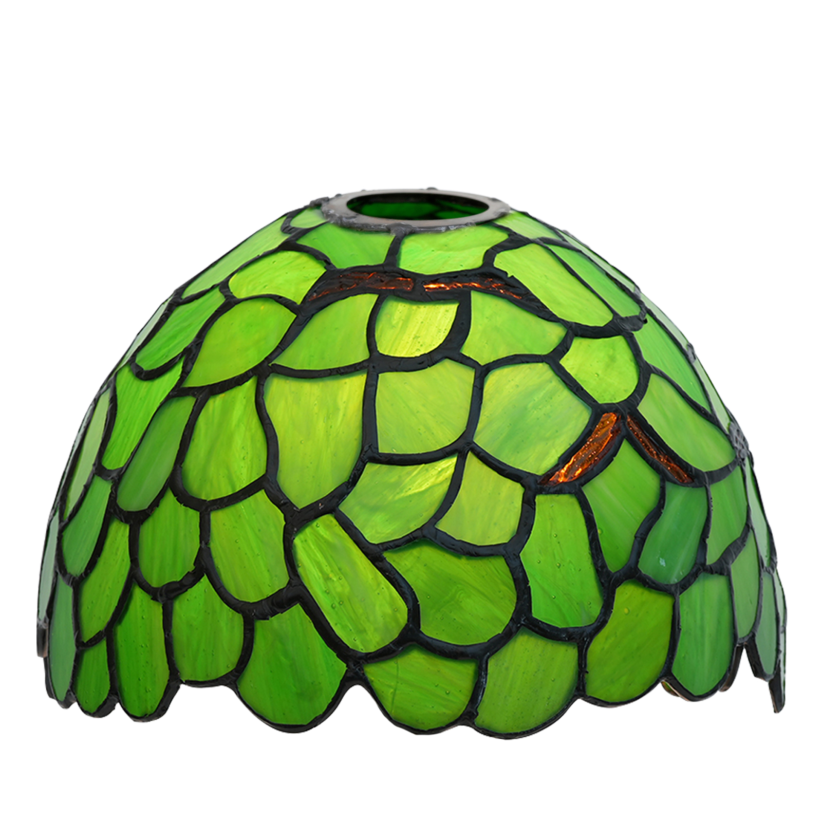 Blivuself Tiffany Lampshade Green leaves Large Opening Stained Glass Lamp Shade Handmade Art Decor Vintage Lampshades for Living Room Bedroom Restaurant, OFL023