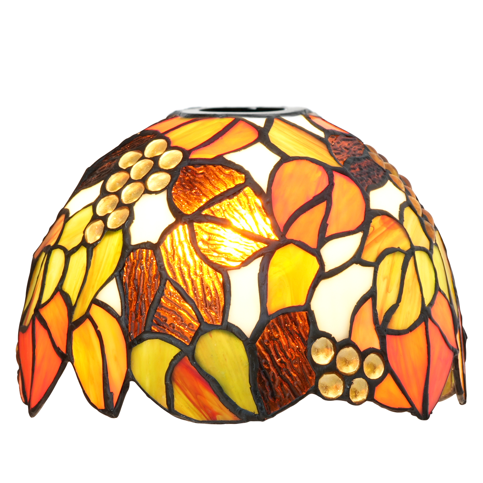 Blivuself Tiffany Lampshade Maple Leaf Grape Large Opening Stained Glass Lamp Shade Handmade Art Decor Vintage Lampshades for Living Room Bedroom Restaurant, OFL029