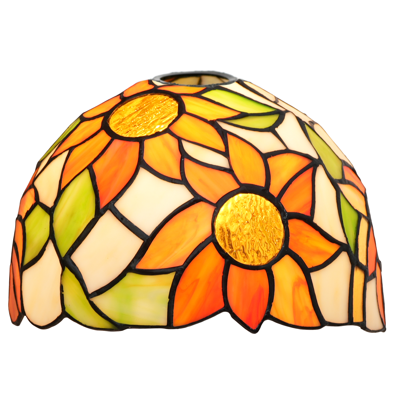 Blivuself Tiffany Lampshade Pastoral Sunflowers Large Opening Stained Glass Lamp Shade Handmade Art Decor Vintage Lampshades for Living Room Bedroom Restaurant, OFL032