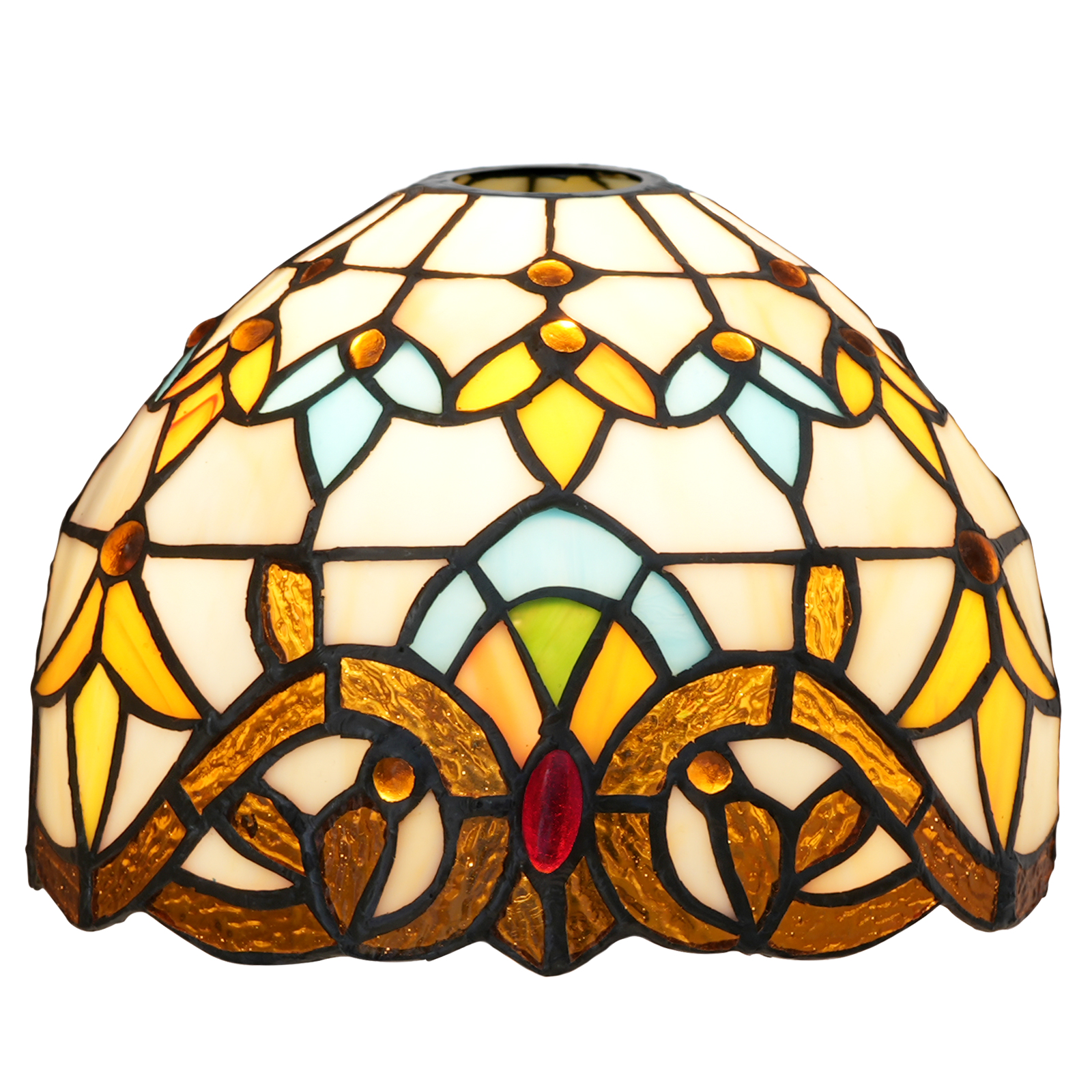 Blivuself Tiffany Lampshade Vintage Baroque Large Opening Stained Glass Lamp Shade Handmade  Art Decor Lampshades for Living Room Bedroom Restaurant, OFL033