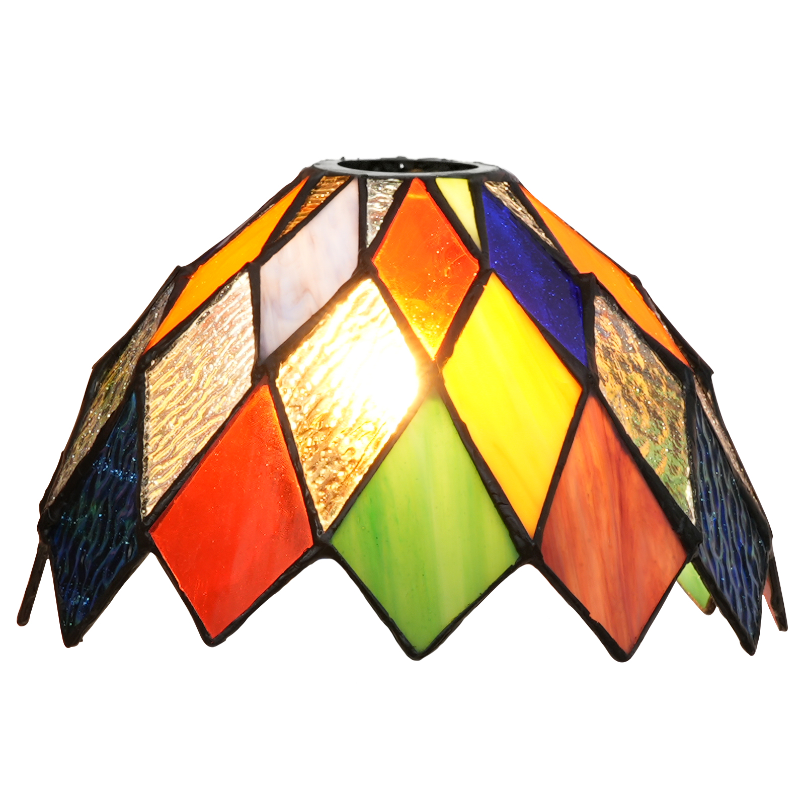 Blivuself Tiffany Lampshade Colorful Rhombus Stained Glass Lamp Shade Handmade Vintage Art Decor Large Opening Lampshades for Living Room Bedroom Restaurant, OFL038