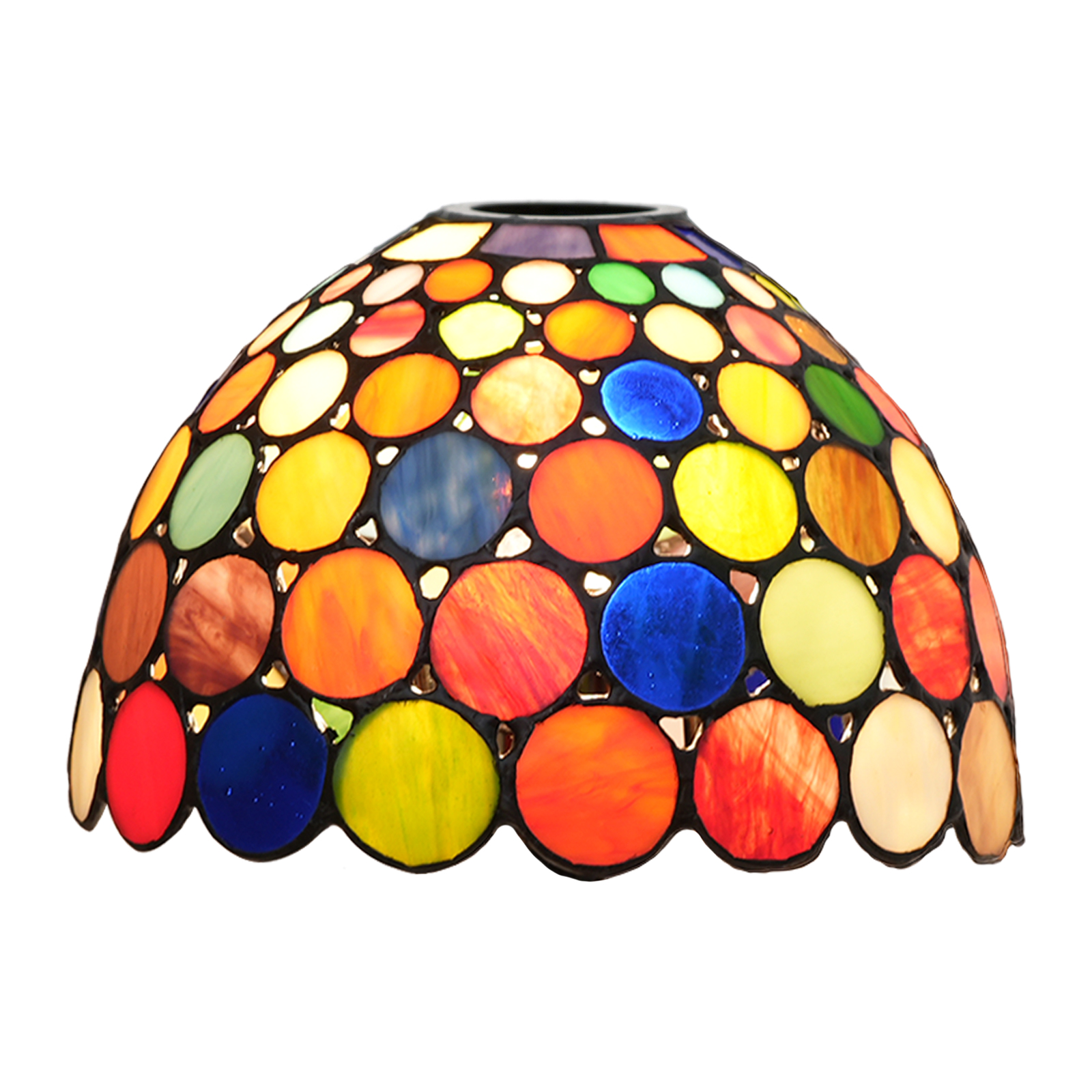 Blivuself Tiffany Lampshade Colorful Discs Stained Glass Lamp Shade Handmade Vintage Bohemia Art Decor Large Opening Lampshades for Living Room Bedroom Restaurant, OFL041