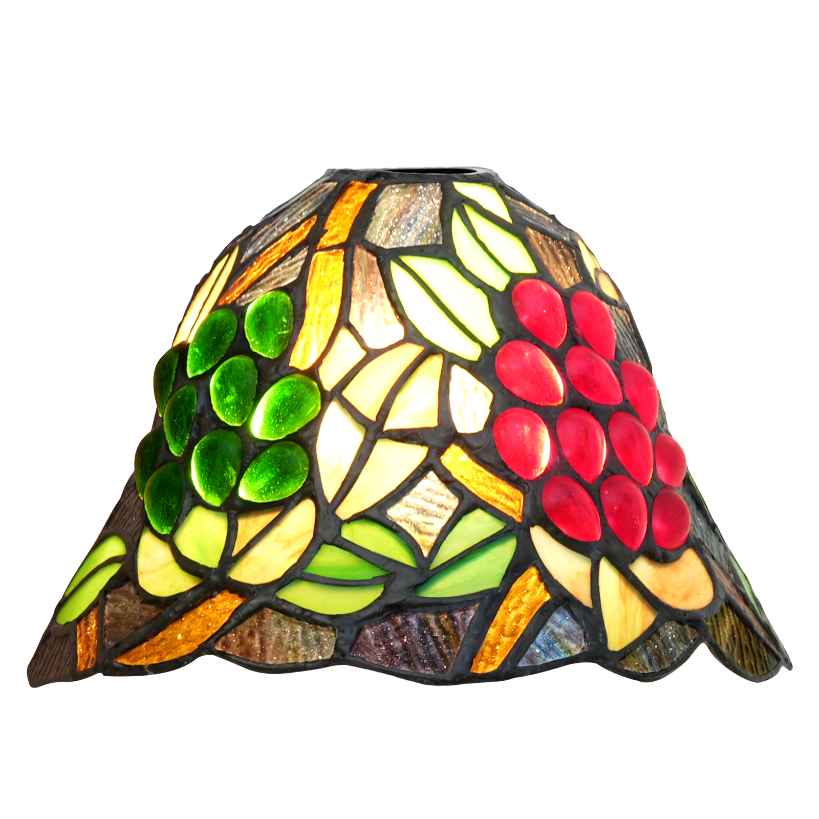 Blivuself Tiffany Lampshade Black Background Grapes Stained Glass Lamp Shade Handmade Vintage Art Decor Large Opening Lampshades for Living Room Bedroom Restaurant
