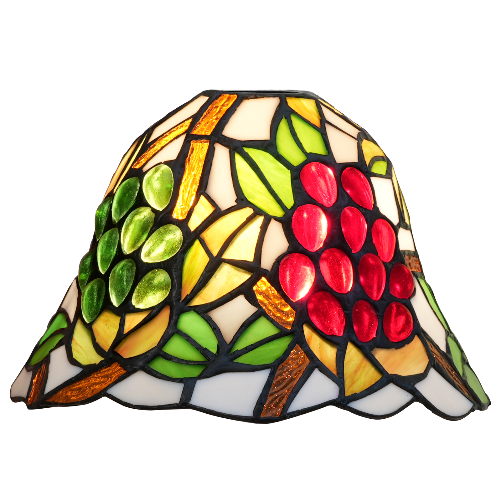 Blivuself Tiffany Lampshade White Background Grapes Stained Glass Lamp Shade Handmade Vintage Art Decor Large Opening Lampshades for Living Room Bedroom Restaurant, OFL044