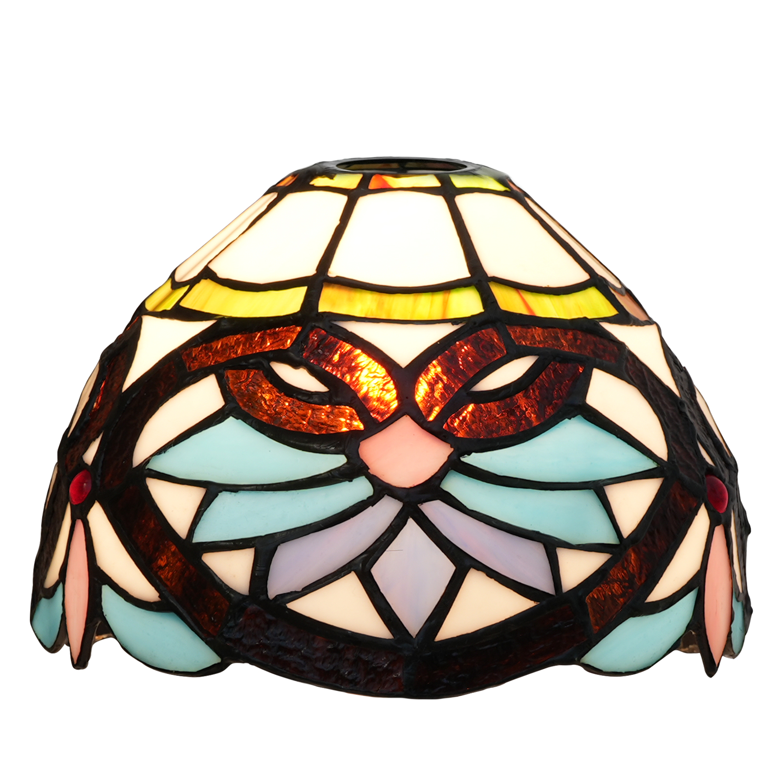 Blivuself Tiffany Lampshade Blue Heart Stained Glass Lamp Shade Handmade Vintage Art Decor Large Opening Lampshades for Living Room Bedroom Restaurant, OFL045